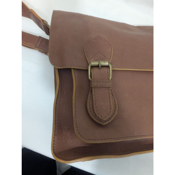 Boden Leather Messenger Crossbody Bag Brown Unisex - Picture 10 of 14